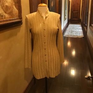 Gold  St John suit with fitted pencil skirt